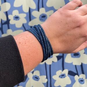 Touchstone Crystal by Swarovski Wrap-Star Bracelet, Navy